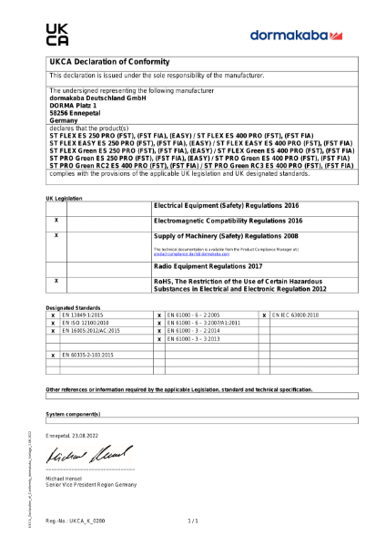 St PRO Green RC2 - UKCA Declaration of Conformity