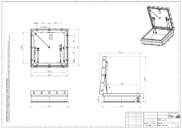 Gorter RHTEI1010 Roof Hatch fire rated 120 minutes – Technical 2D Drawing