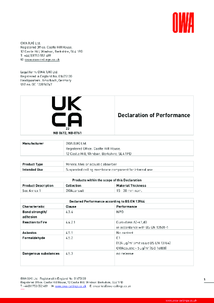 OWAconsult Collection DoP - Level 1