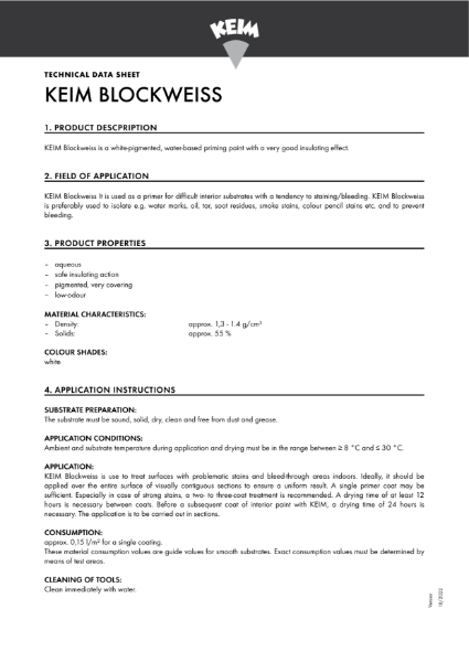 Keim Blockweiss Technical Data Sheet