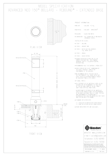 Advanced Neopolitan™ 150 Bollard - Rebound Model - Extended Base