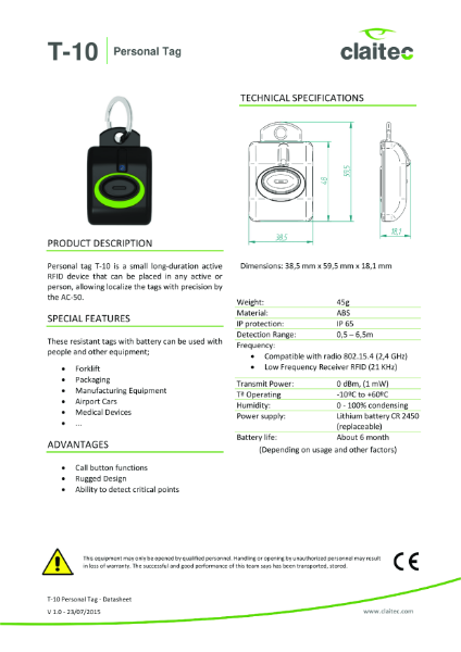 T-10 Personal Tag v1.0 Claitec EN