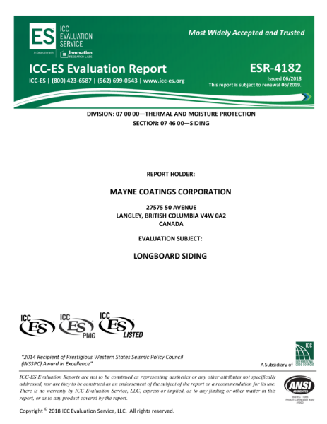 ICC-ES Evaluation Report Siding