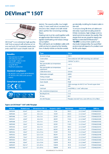 DEVImat 150T data sheet