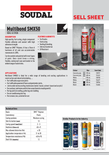 Multibond SMX50 Seal & Stick - Sell Sheet