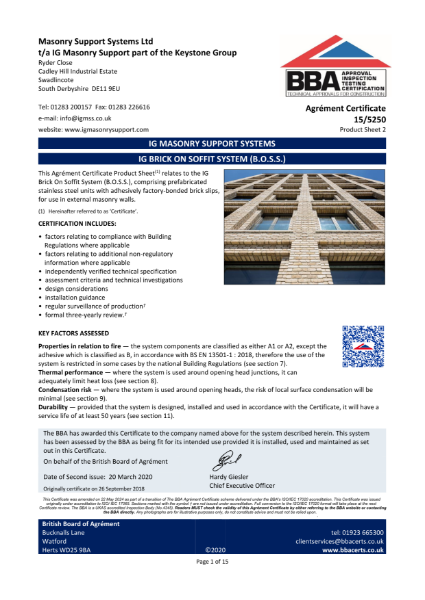 BBA Product Certification - Brick on Soffit System (B.O.S.S.)