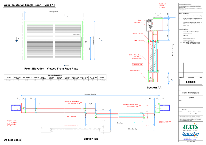 Axis Flo-Motion Single Door - Type F12 (PDF) V3