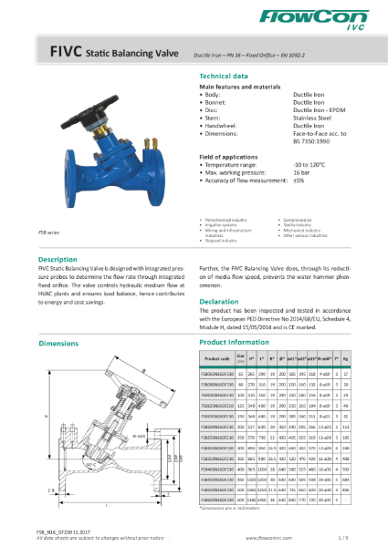 FlowCon IVC PN16 FSB Commissioning Valve