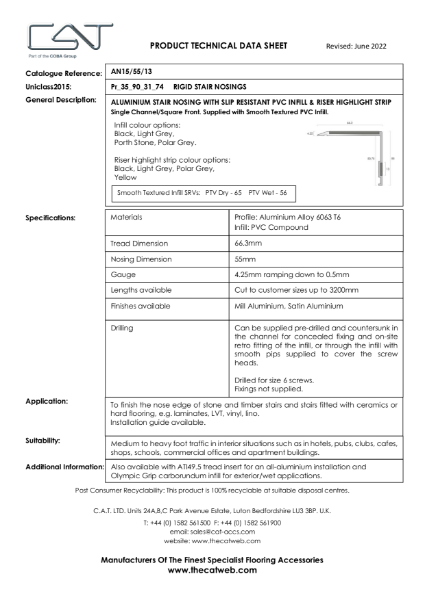 AN15 55 13 with Smooth Textured PVC TDS