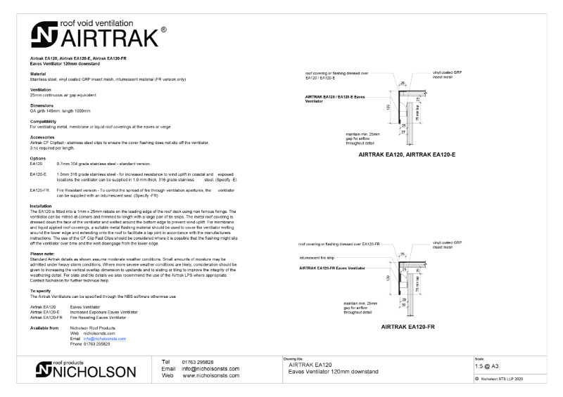 AIRTRAK EA120 Tech Data Sheet