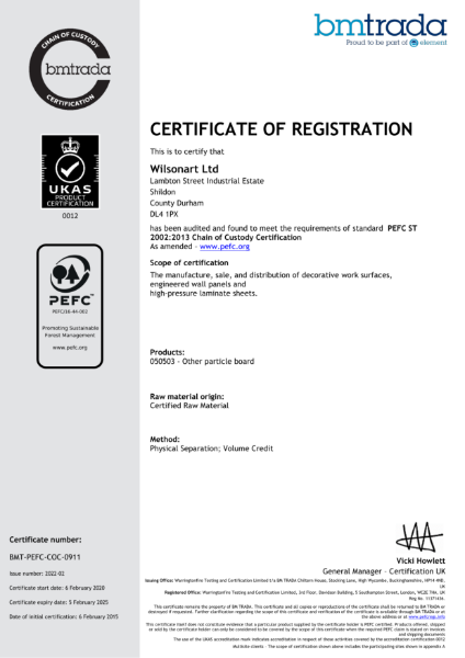 Multisite PEFC Chain of Custody Certificate