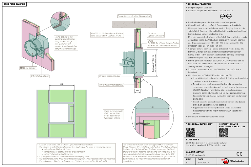 CR60 DW145 compliant installation guide - shaftwall (B 10/25)