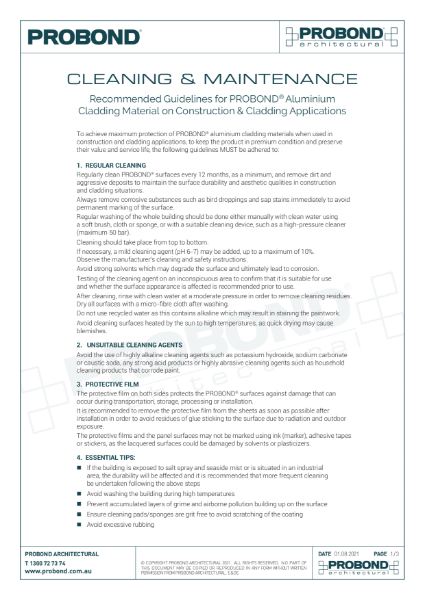 PROBOND - Cleaning & Maintenance