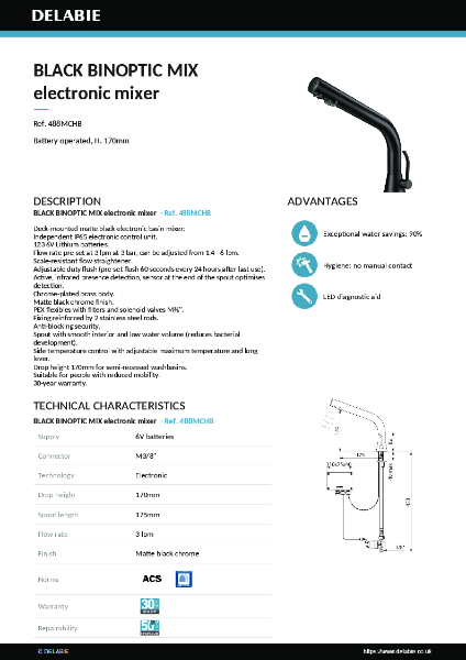 488MCHB BINOPTIC Deck-Mounted Mixer Tap