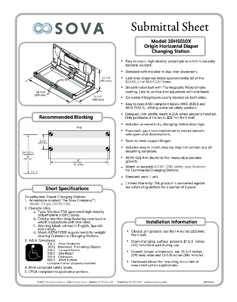 Origin Changing Station Submittal Sheet
