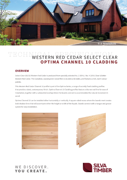 Western Red Cedar Select Clear (85/15) Cladding - Optima Channel 10