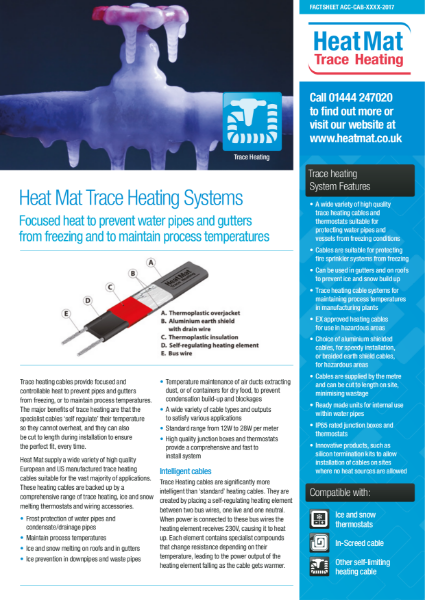 Heat Mat Trace Heating Datasheet