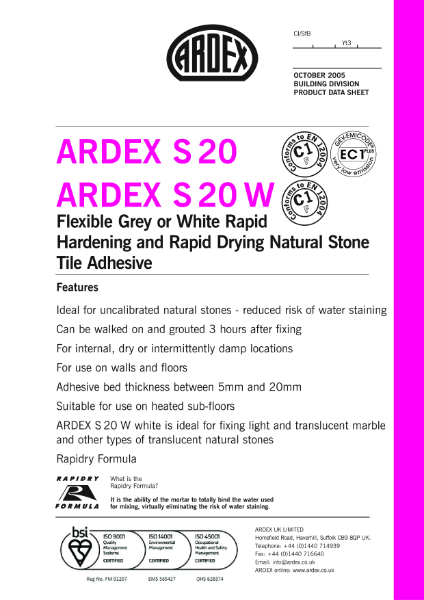 ARDEX S 20 Datasheet