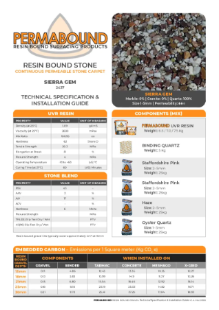 Resin Bound Stone — Sierra Gem TDS