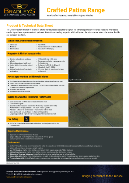 Crafted Patina Product & Technical Data Sheet