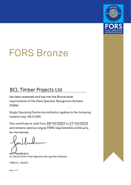FORS (Bronze) Certification 
