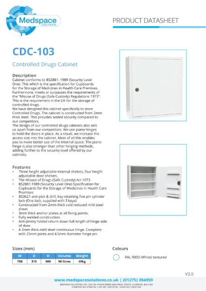 CDC-103 - Controlled Drugs Cabinet