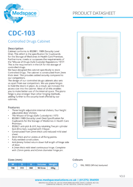 CDC-103 - Controlled Drugs Cabinet | NBS Source