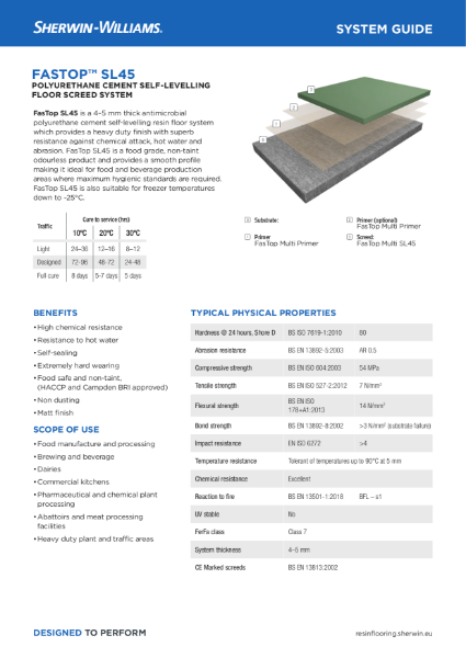 Resin flooring FasTop SL45 screed system