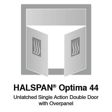 HALSPAN® Optima 44 mm Internal Fire Rated Door Blank - Unlatched Single Acting Double Doors With Overpanel