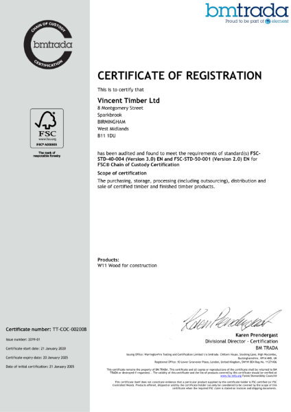 FSC Certification - Vincent Timber