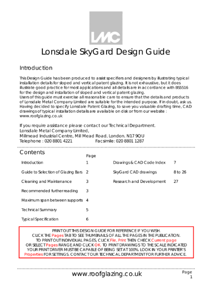 SkyGard Patent Glazing Bar Design Guide