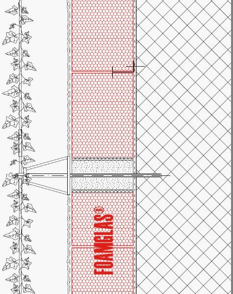 2.1.2 - Facade - Foamglas Insulation with Fixing Positions for Planting (Wire Trellis)