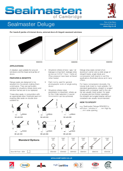 Sealmaster Deluge Technical Data Sheet