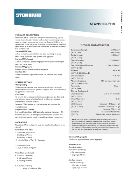 Stonshield HRI Resin Flooring System