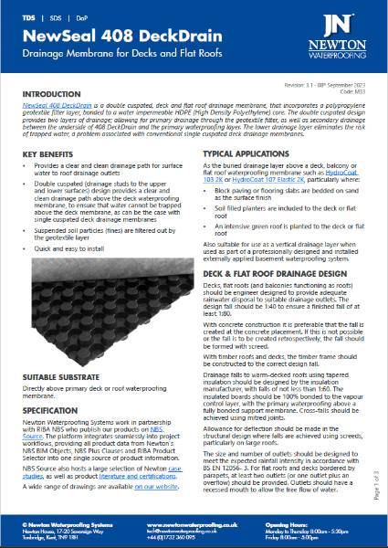 NewSeal 408 DeckDrain - Technical Data Sheet