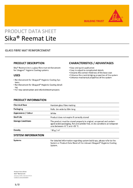 Product Data Sheet - SikaReemat Lite