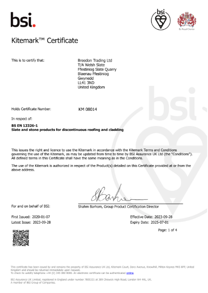 BS Kitemark: Certificate no. KM08014