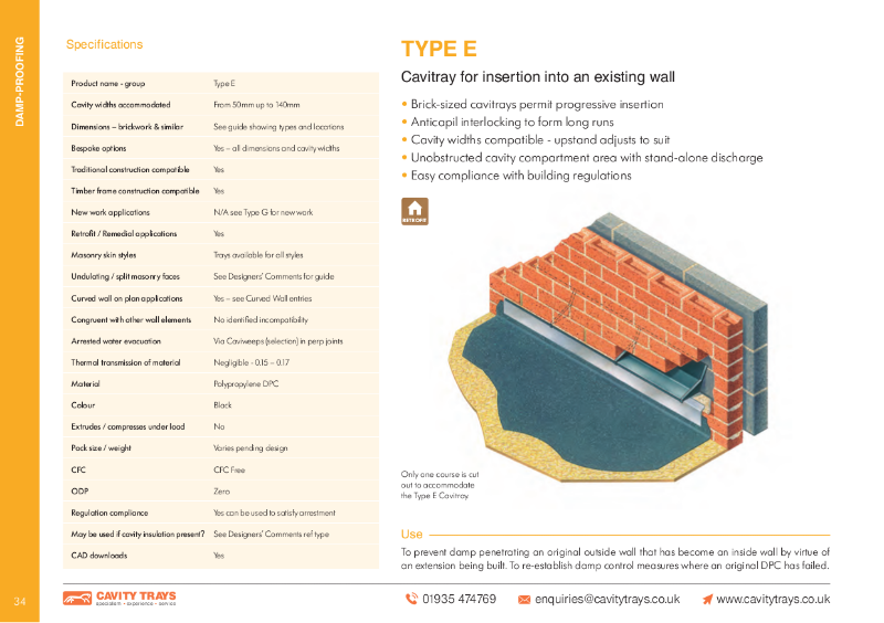 Cavity Trays Ltd Type E remedial cavity tray insertion into existing cavity wall