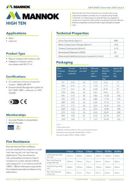 Aircrete High Ten TDS