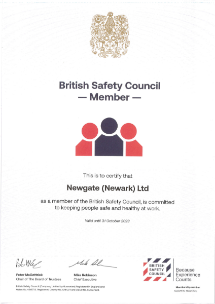 British Safety Council Certificate