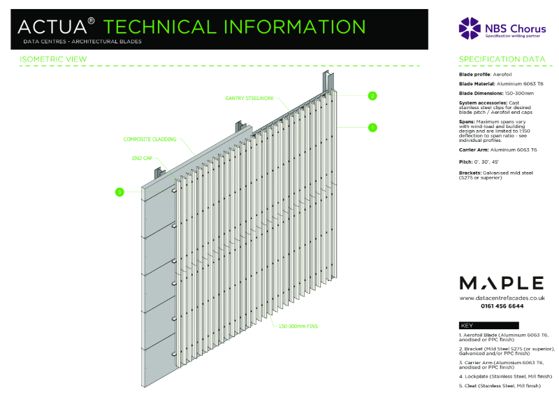 Maple Facades Actua® Fin Facade Data Centres Datasheet 2024