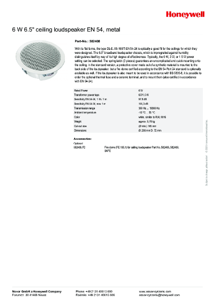 582408 6 W 6.5" Ceiling Loudspeaker EN54-24