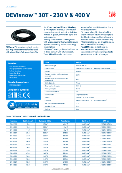 DEVIsnow 30T data sheet