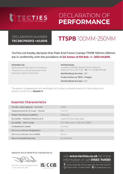 TTSPB Declaration of Performance