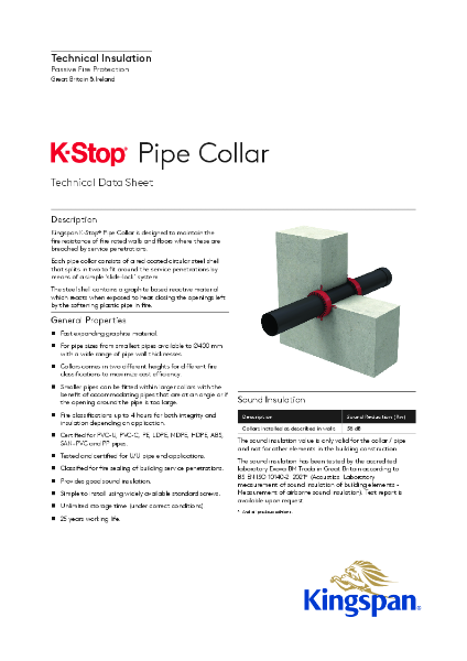 Kingspan K-Stop Pipe Collar TDS