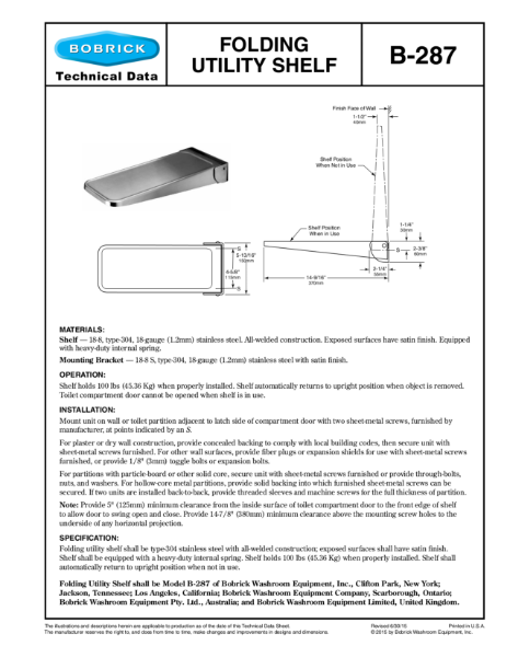 Folding Utility Shelf - B-287