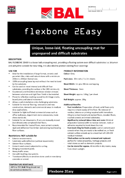 BAL Flexbone 2Easy - Technical Datasheet