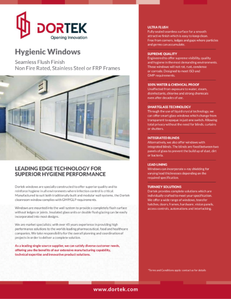 9.9.2. Dortek Hygienic Windows Data Sheet