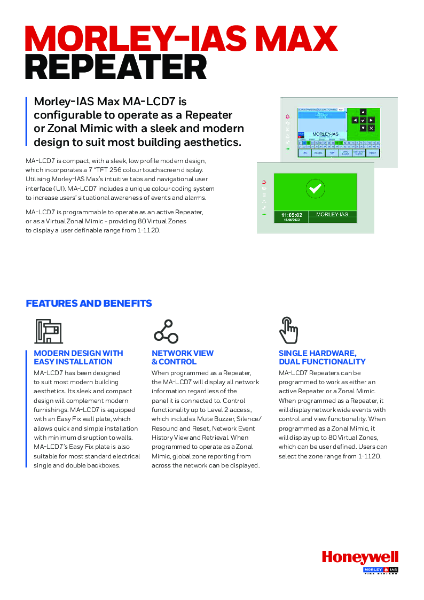 Morley-IAS MAX MA-LCD7 Repeater / Zonal Mimic Panel