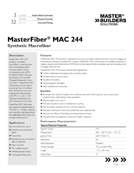 MasterFiber MAC 244 Data Sheet